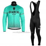2019 Abbigliamento Ciclismo Bianchi Milano XD Blu Grigio Manica Lunga e Salopette