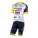2022 Abbigliamento Ciclismo Wanty-Gobert Cycling Team Bianco Blu Manica Corta e Salopette