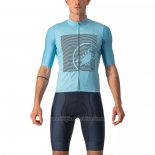 2022 Abbigliamento Ciclismo Castelli Azzurro Grigio Manica Corta eoiuy016