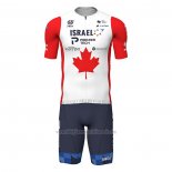 2022 Abbigliamento Ciclismo Canada Champion Israel Cycling Academy Rosso Manica Corta e Salopette
