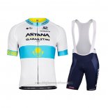 2022 Abbigliamento Ciclismo Astana Bianco Blu Manica Corta e yutu003